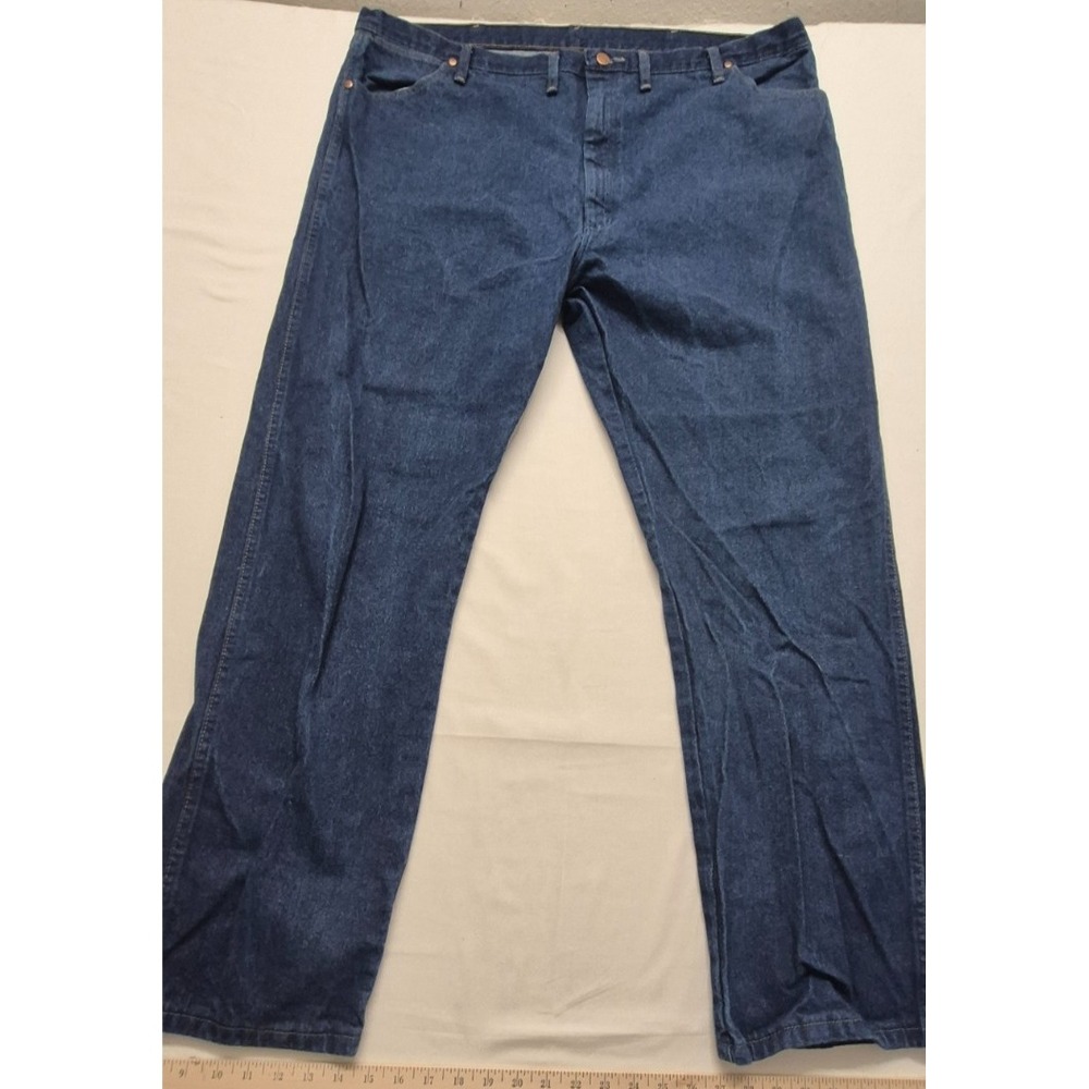 Wrangler men's dark wash denim‎ blue jeans straight leg 46x32 100% Cotton